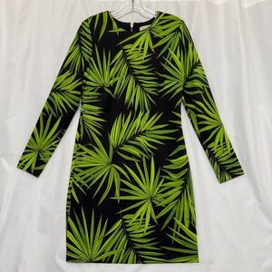 MICHAEL Michael Kors Black and Green Palm Print Dress, size M